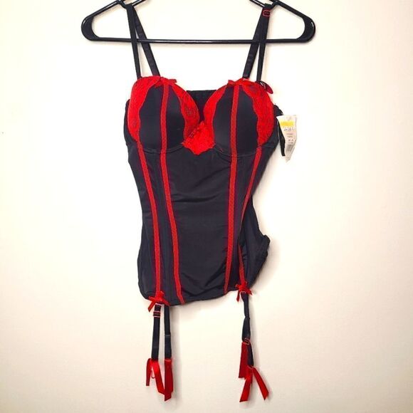 NWT Black and Red Corset Bustier Lingerie - Picture 1 of 8